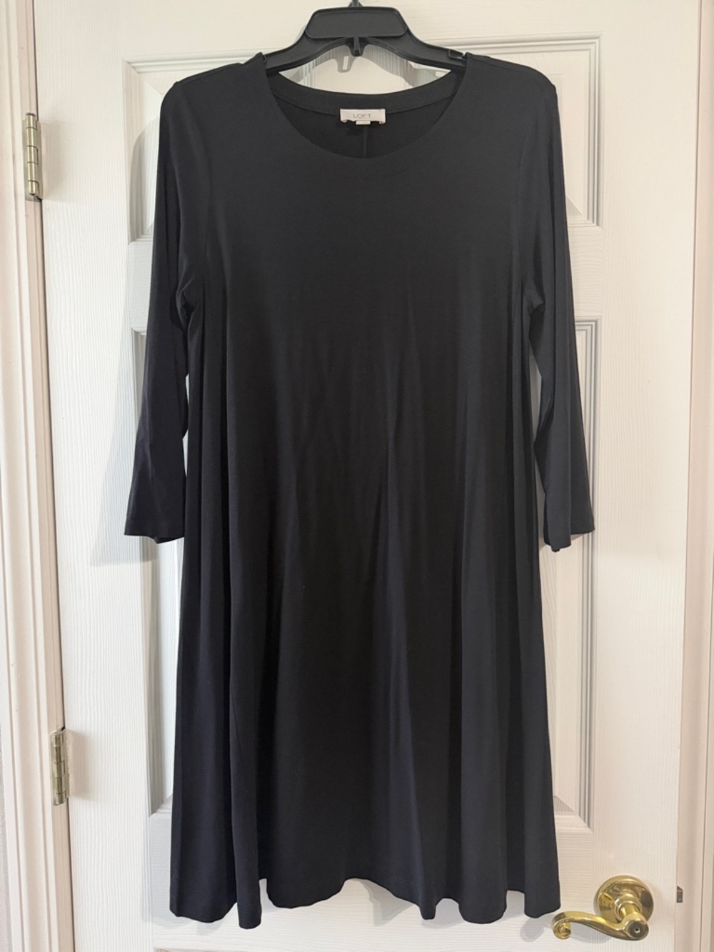 LOFT Black Long-Sleeve Swing Dress